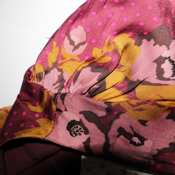 NWT Free People Com Light Floral Satin Long Sleeve Polka Dot Mini Dress … - Picture 8 of 12